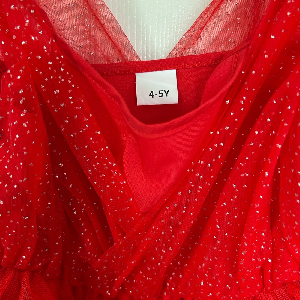 Girls Red Tulle Dress (Size 4/5 T) - Picture 3 of 3